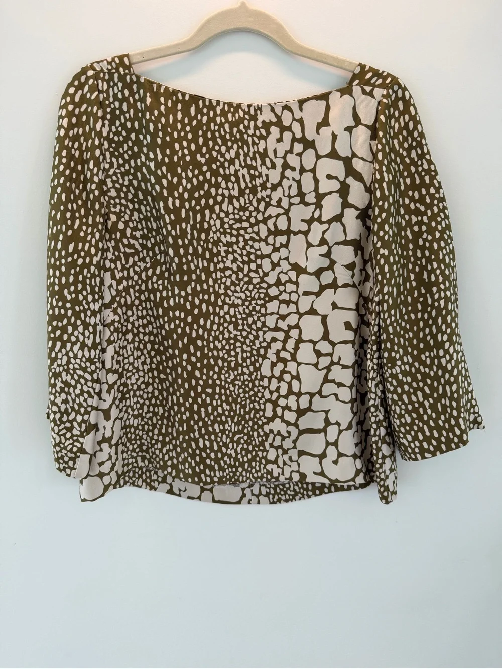J. Crew Women’s Reptile Print Dress 100% Silk Twill Blouse- retro